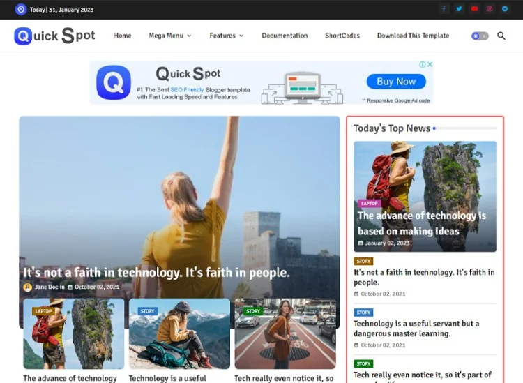 Best SEO & AdSense Friendly Blogger Templates in 2026 21 QuickSpot Blogger template