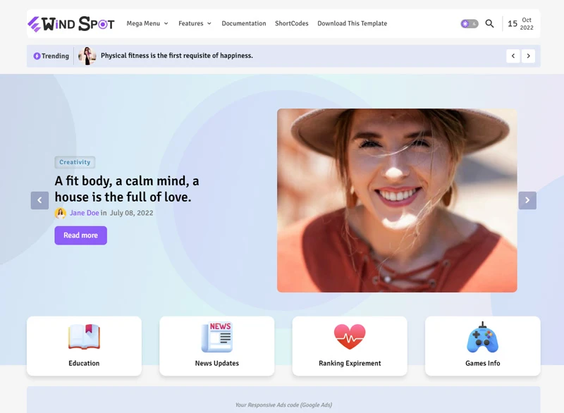 Best SEO & AdSense Friendly Blogger Templates in 2026 24 WindSpot Blogger template
